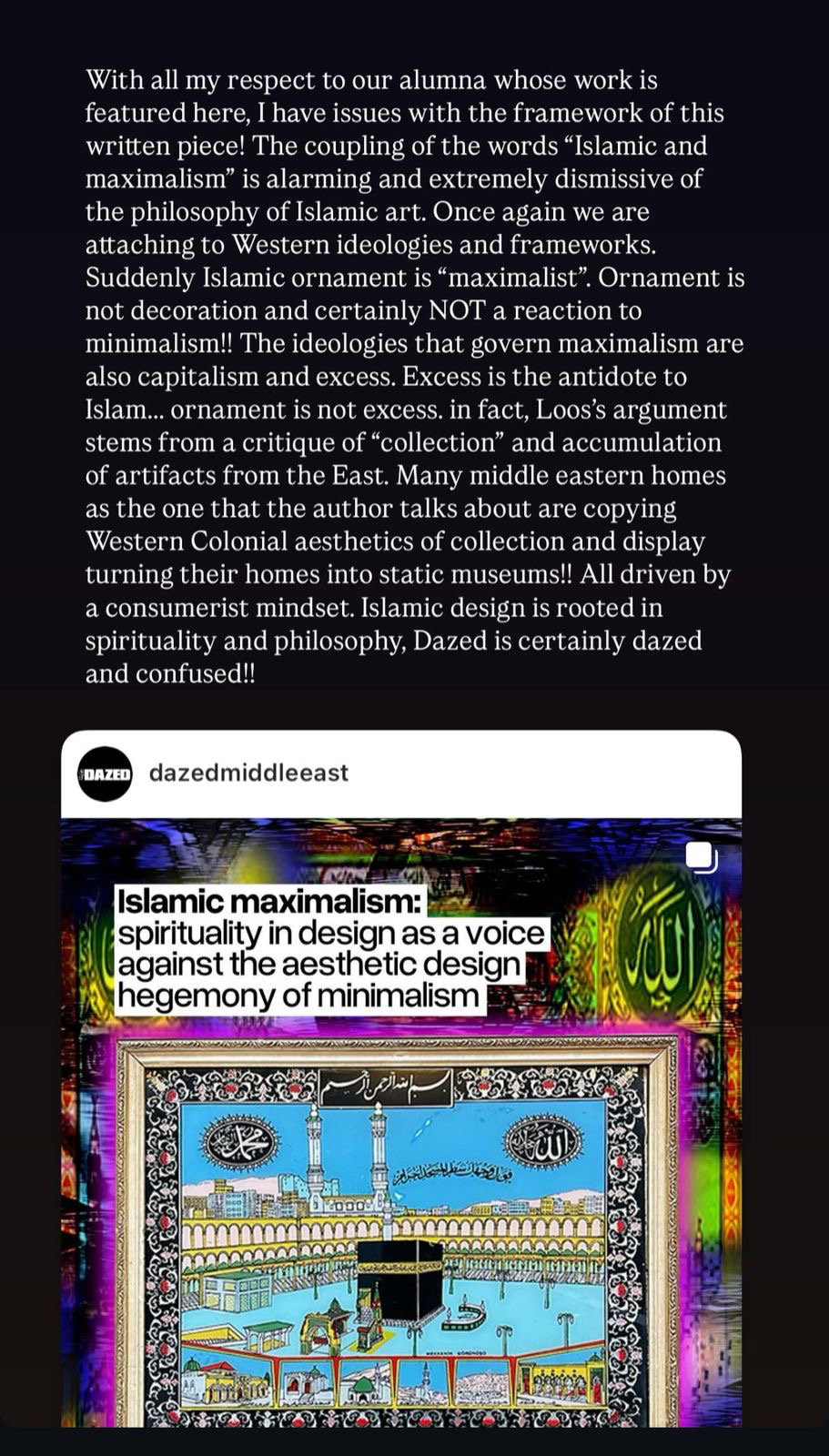 An Instagram story by Basma Hamdy, Qatar.