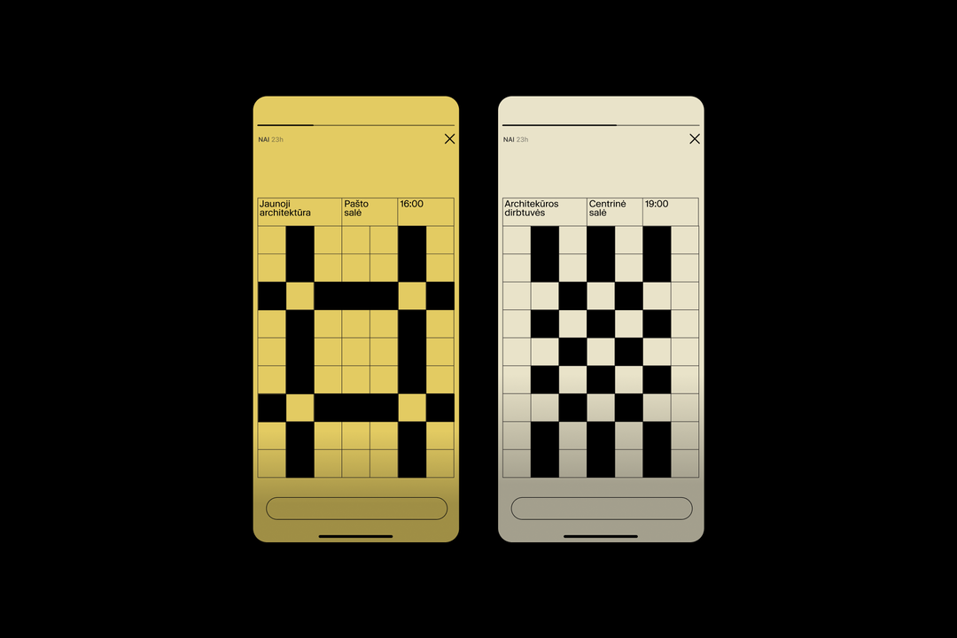 The grid system in Praktika’s new architecture identity takes inspiration from Lithuanian floor tiles