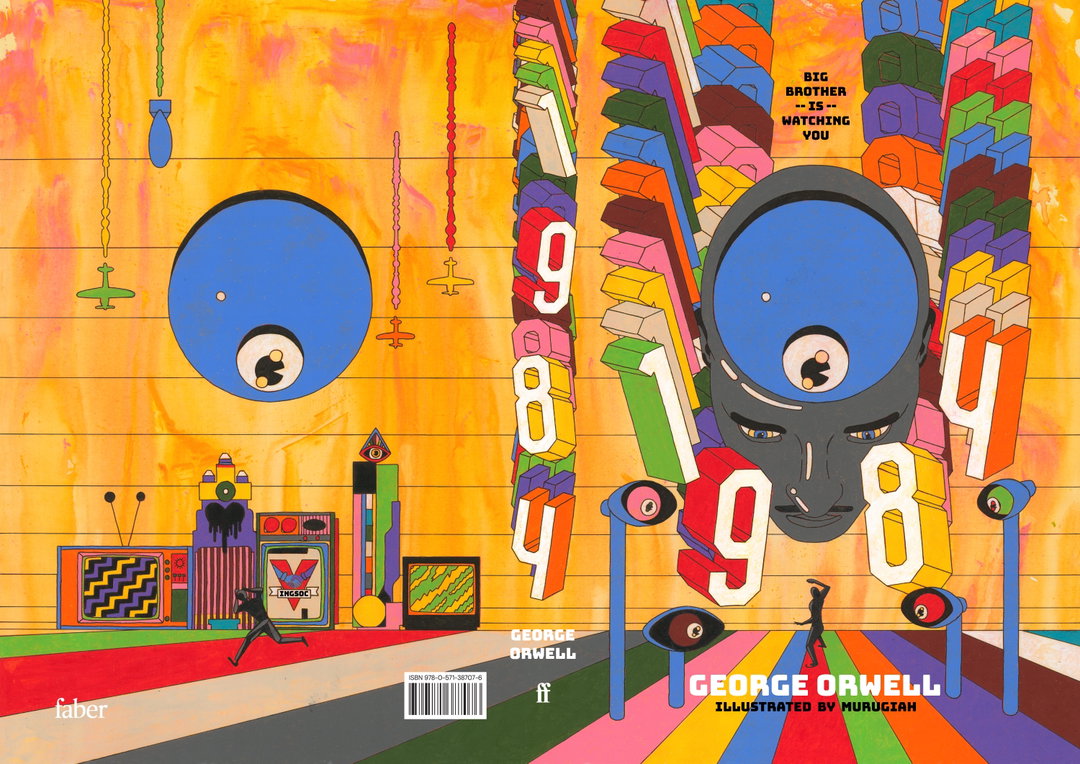 Murugiah reimagines George Orwell’s 1984 with psychedelic illustration and dripping paint