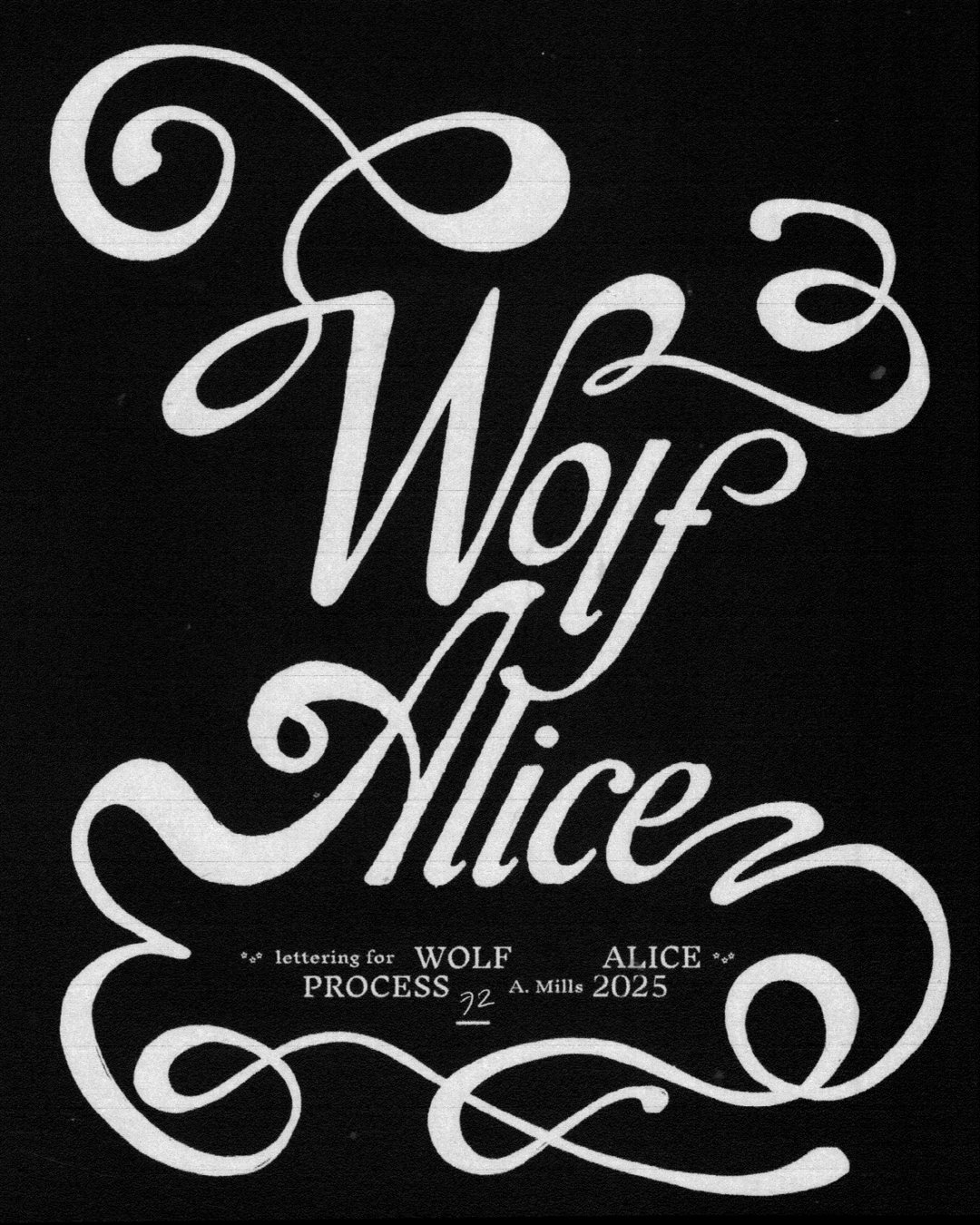 Anna Mills’ bespoke lettering for musicians balances rough edges, offbeat kerning, ink bleeds and wobbly lines