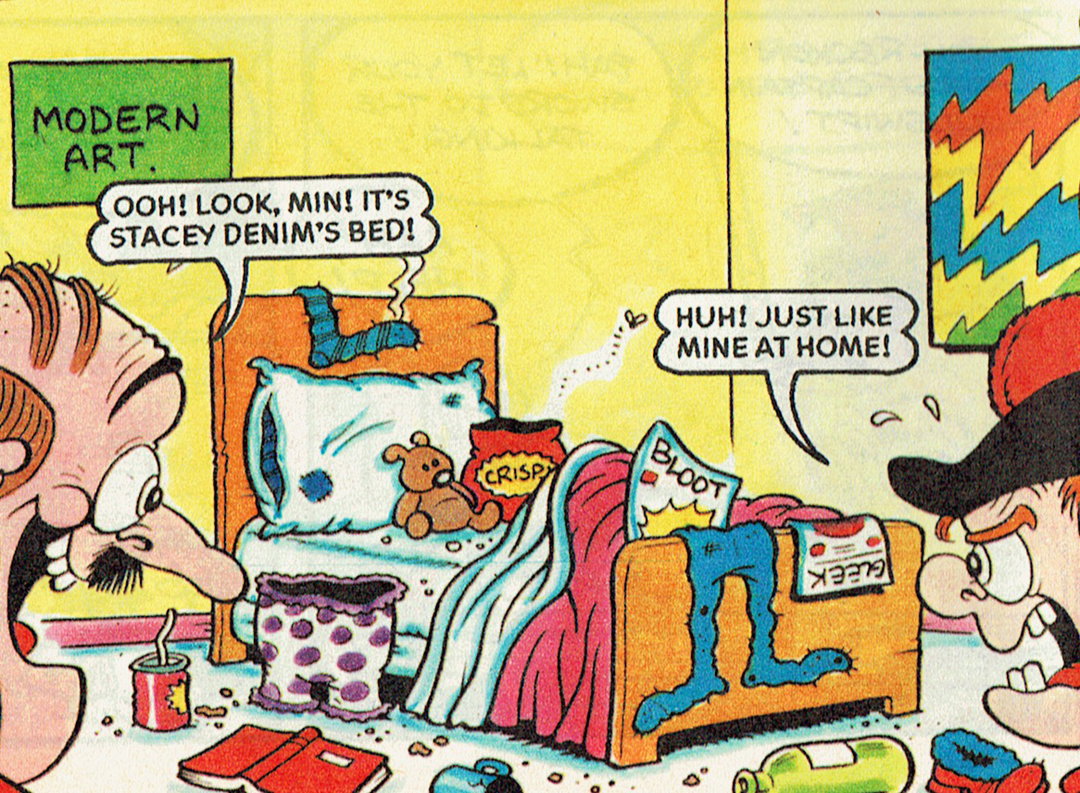 16. Minnie sees Stacey Denim's bed, 2002. Artwork by Tom Patterson. Courtesy of Beano..jpg