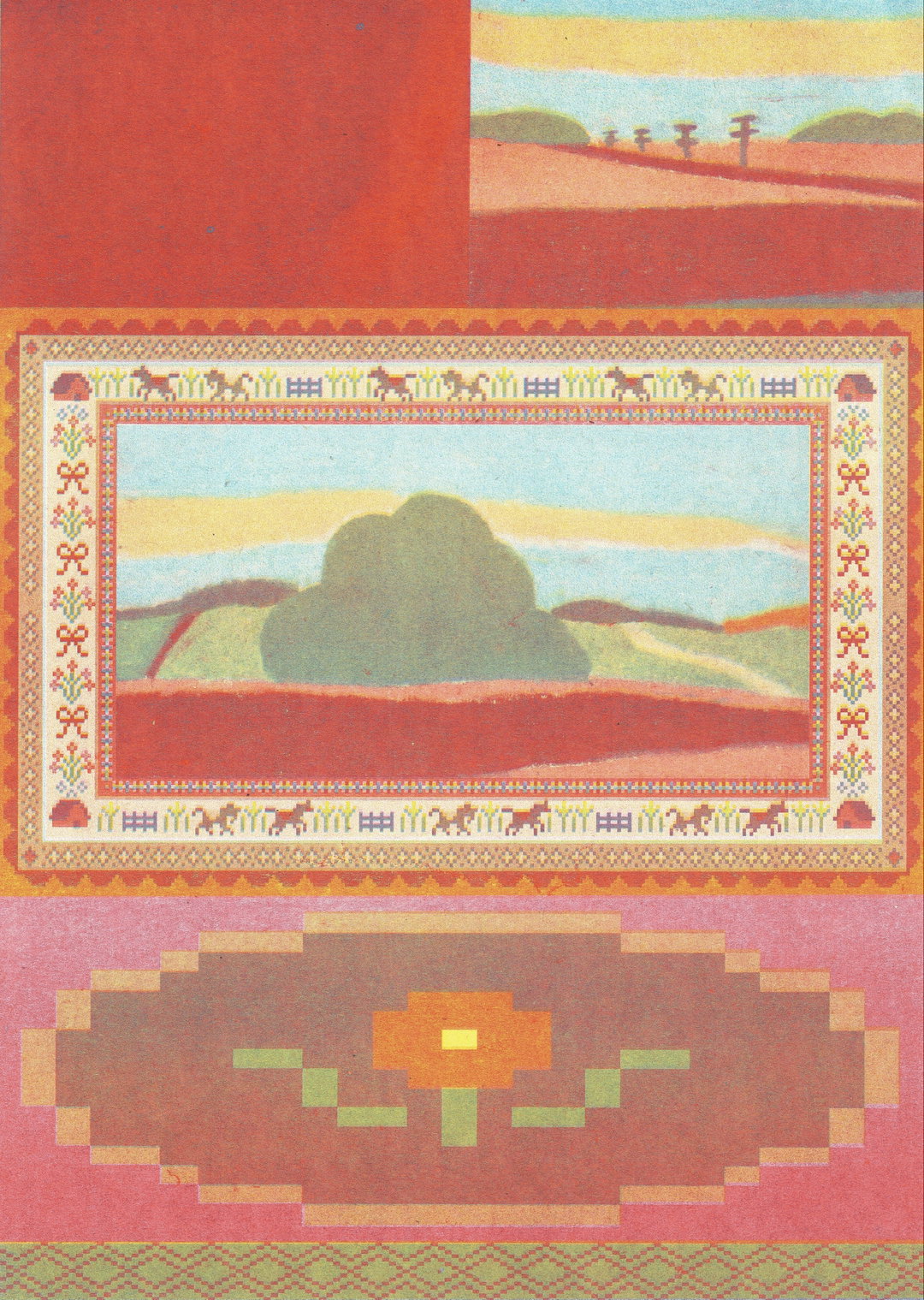 Lauren Cory’s cosy Scottish landscapes combine retro gaming graphics and traditional textile patterns