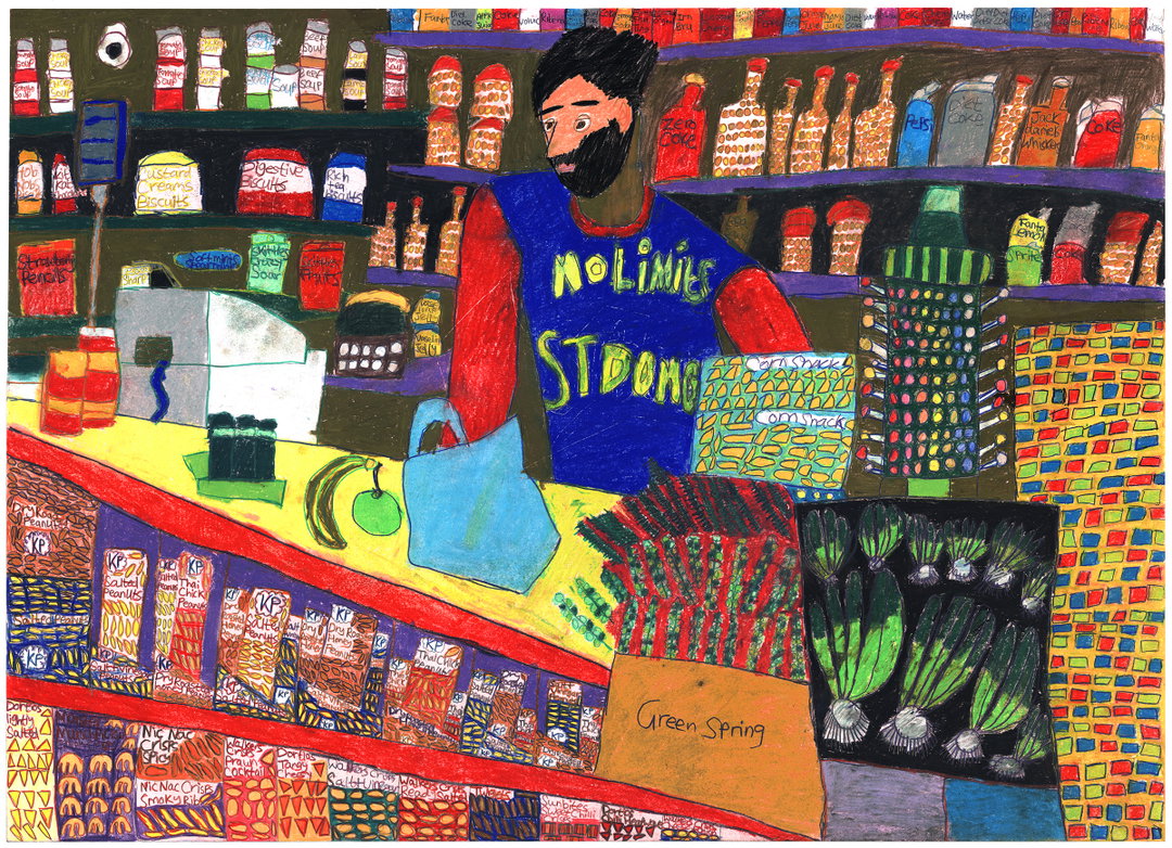 Jordan Moody’s drawings are a technicolour take on London’s streetside scenes