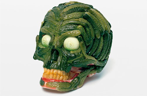 This gruesome gherkin skull is part of ECAL's Milan showcase