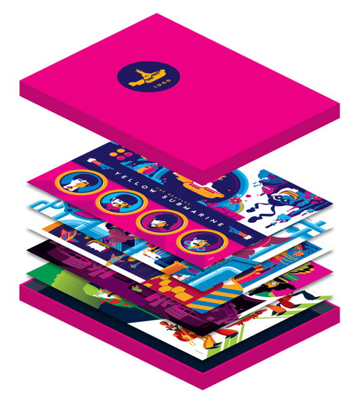 Tom Whalen's uber-colourful Yellow Submarine screenprints are the