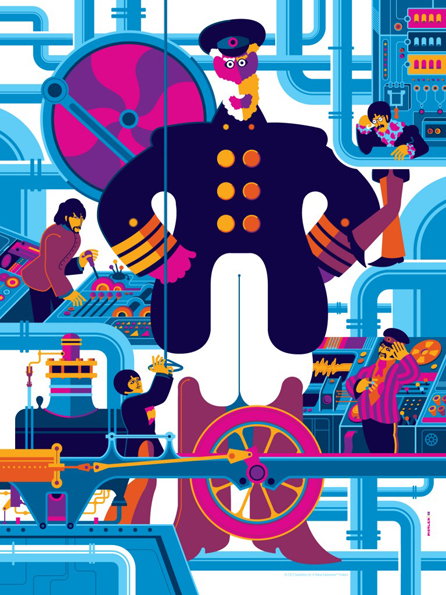 Tom Whalen's uber-colourful Yellow Submarine screenprints are the