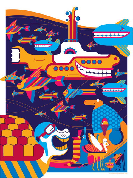 TOM WHALEN ビートルズ イエローサブマリン シルクスクリーン アート Tom Whalen's uber-colourful Yellow Submarine screenprints are the