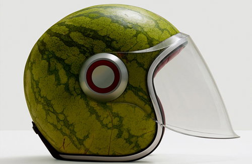 Fulvio Bonavia makes cauliflower bobble hats and watermelon helmets. Cool!