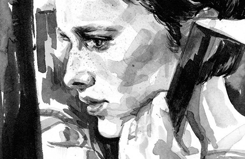 Jingyao Guo’s black and white washes of famous girls from films