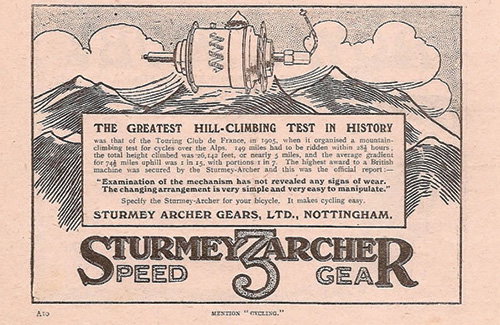 Glorious olds advertisements for Sturmey-Archer bicycle gear hubs 