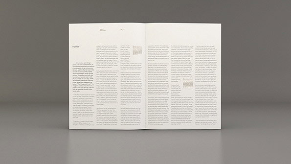 An open book displays two pages of dense text against a plain grey background. The left page begins with the heading “Full film”.
