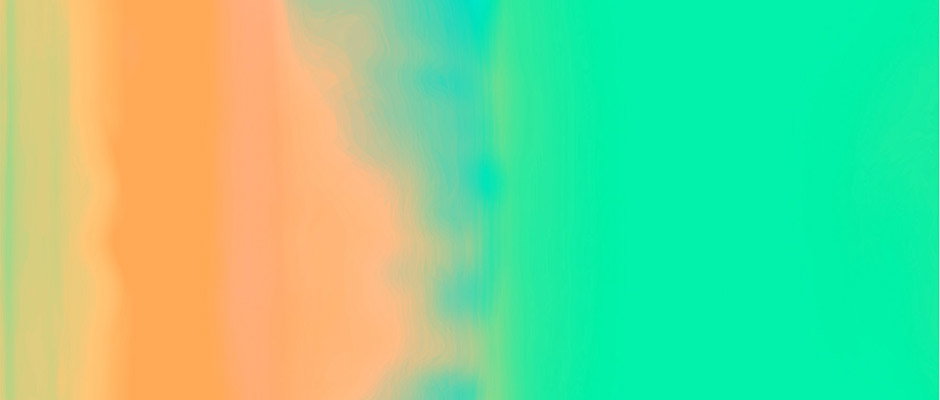 An abstract gradient of blurred colours. Vibrant orange on the left blends into a soft peach and a bright, neon green on the right.
