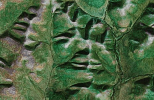 Onformative find faces in landscapes seen from above in Google Maps