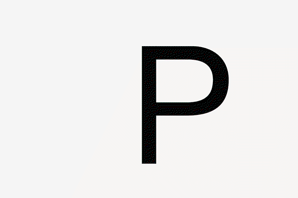 An animation in which a black geometric shape morphs on a white background. The form shifts between a stylized “D”, a lowercase “b” and a “Q”.