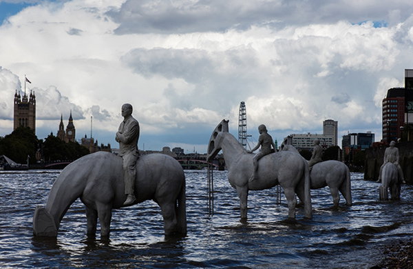 Four Horsemen of the Apocalypse sculptures appear in the River Thames