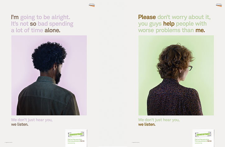 MullenLowe London launches new Samaritans campaign with portraits by photographer Nadav Kandar