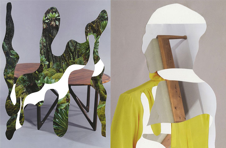 Magazine cut-outs and mid-century furniture in Ben Branagan’s mannerly collages
