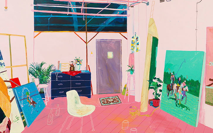 Rebecca-Hossack-Art-Gallery---Andy-Dixon_-New-York-Studio-(After-Matisse-and-Yanai)_-2015_-acrylic_-house-paint_-and-oil-pastel-on-canvas_-147-x-239-cm_-58-x-94-in.jpg