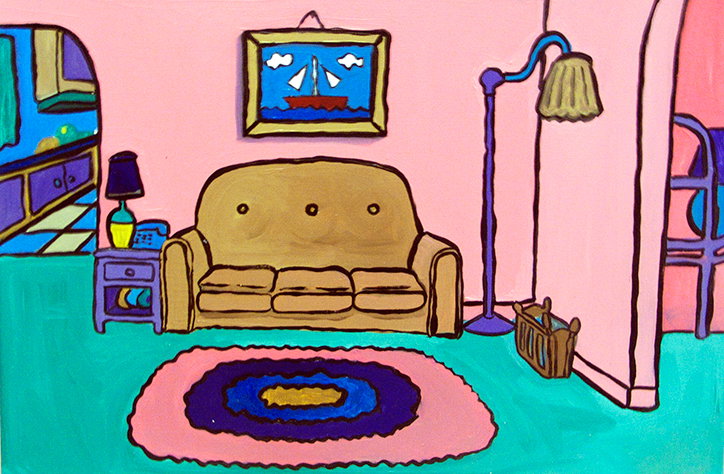 Babak Ganjei paints 90s sitcom sitting rooms. But which one's which?