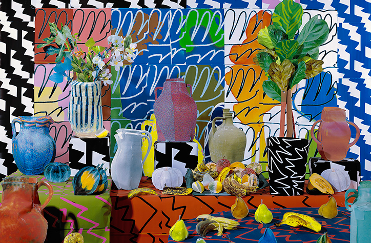 Daniel Gordon plays with perspective with his brightly coloured collaged works