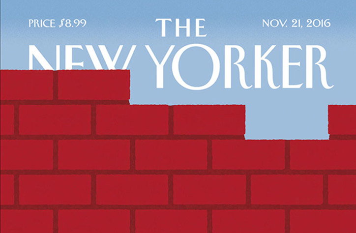 Bob Staake illustrates a brick wall for The New Yorker’s election reaction issue