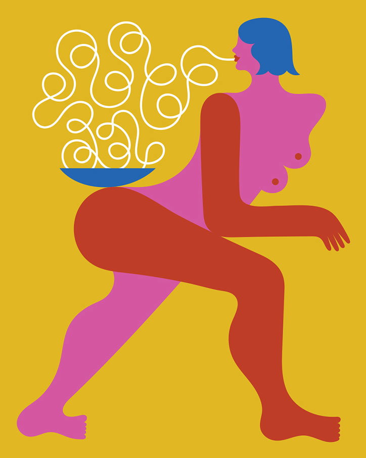 Olimpia-Zagnoli_-How-to-eat-spaghetti-like-a-lady_-2017_-serigrafia-su-carta_itsnicethat.jpg