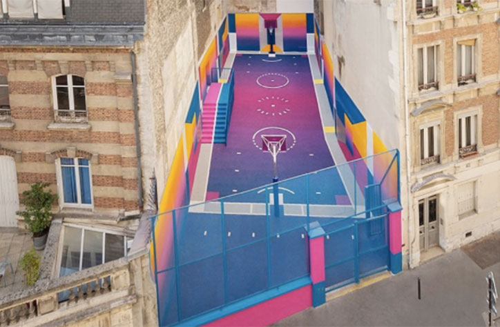 Pigalle, Ill-Studio and Nike have redesigned the Paris Duperré basketball court