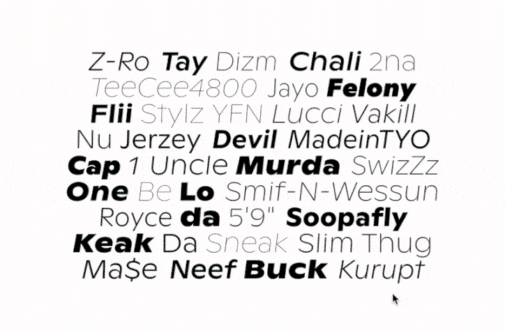 Daniel Wenzel's interactive type specimen for Ginto reacts to sound, movement and mouse position