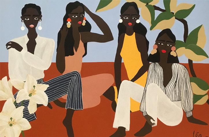 Léa Augereau's figurative paintings feature a diverse range of strong and confident women