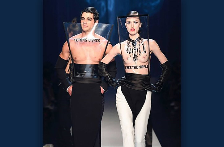 Jean Paul Gaultier freed the nipple at his catwalk show last night