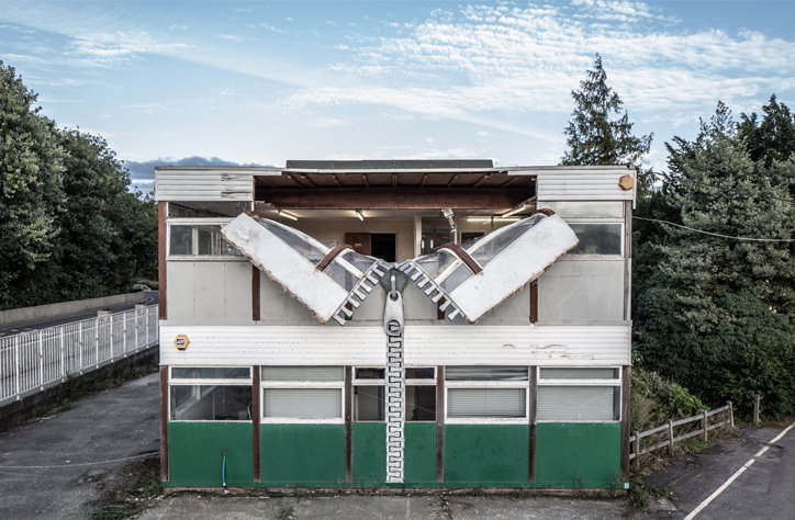 Alex Chinneck unzips an office building in his most recent public sculpture