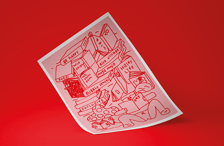 Stefan Marx and Misaki Kawai collaborate to create a poster illustrating their friendship