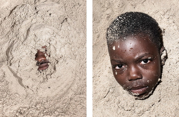 Charlie Kwai photographs Ghanaians buried in sand to avoid the heat – or just for a laugh