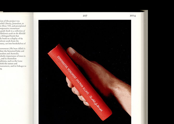 A person holds a bright red book against a black background. The spine reads “COMPARATIVE MONUMENT (MA’MAN ALLAH)” in white capital letters, with Arabic text below.