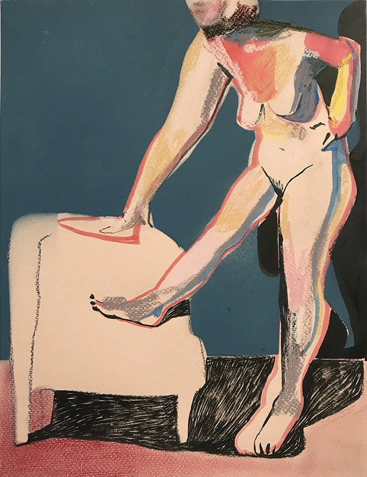 HesterFinch-NudeonPalePeachwithbluewall-PastelonPaper-Art-itsnicethat.jpg