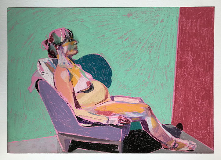 HesterFinch-PregnantNudeonPinkwithPinkWall-PastelonPaper-Art-itsnicethat.jpg