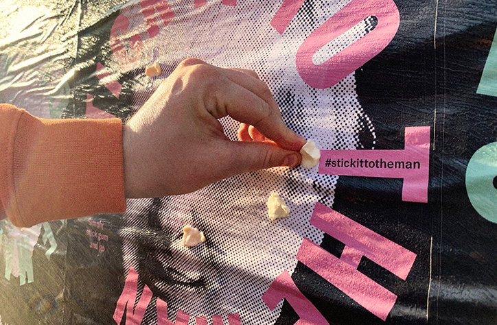 Don’t Panic is calling for pedestrians to stick their chewing gum on PM Boris Johnson’s face