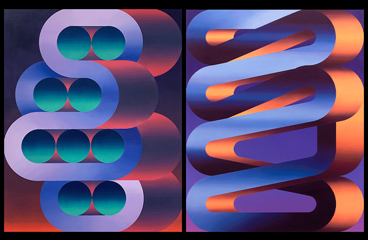 Dan Perkins’ geometric paintings are “imbued with light, rendered in luminous washes”