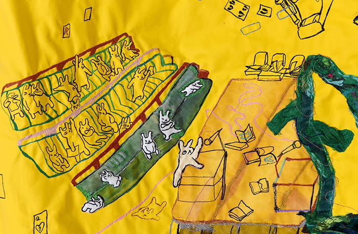 YiMiao Shih's embroidered epic imagines Brexit politics with bunnies