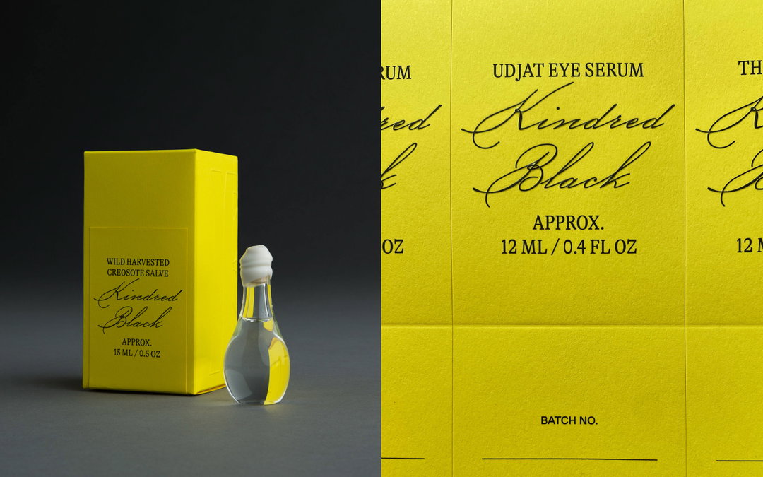 Ania et Lucie’s new identity for Kindred Black is a “nod to the old apothecary world”