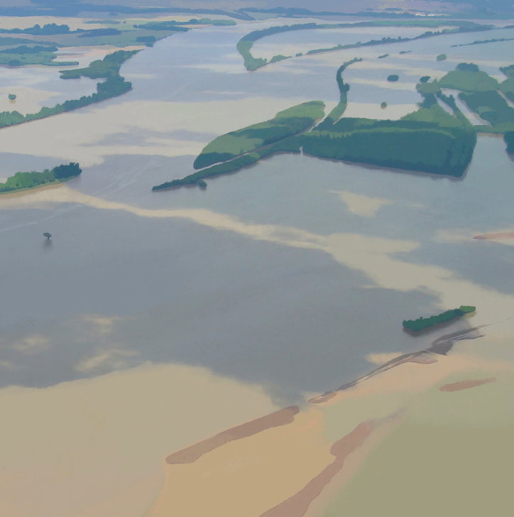 Christopher Burk paints calming aerial vistas of flooded landscapes