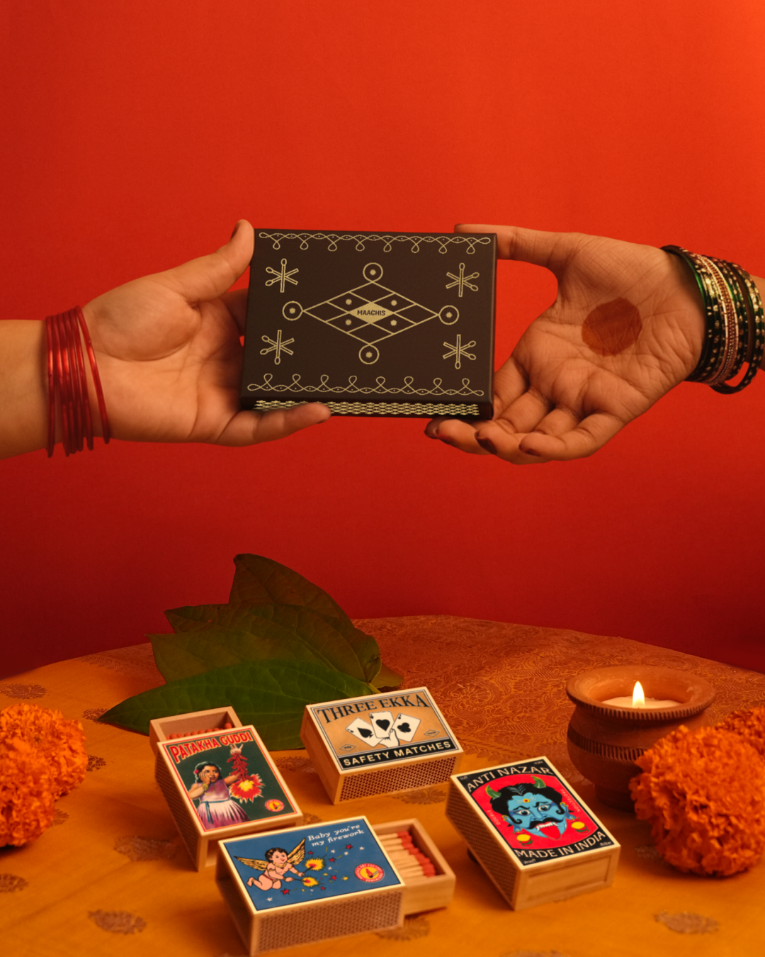 Maachis festive matchbox design_the view from mumbai_itsnicethat