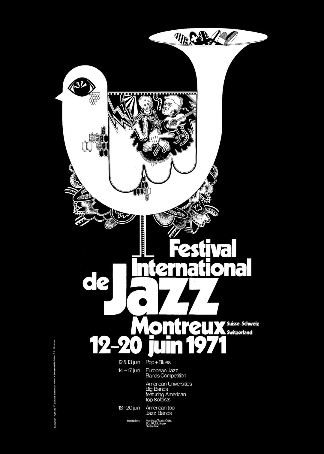 Fondation du Festival de Jazz de Montreux © 1971 - Artwork by Bruno Gaeng_poster graphic design itsnicethat.jpg