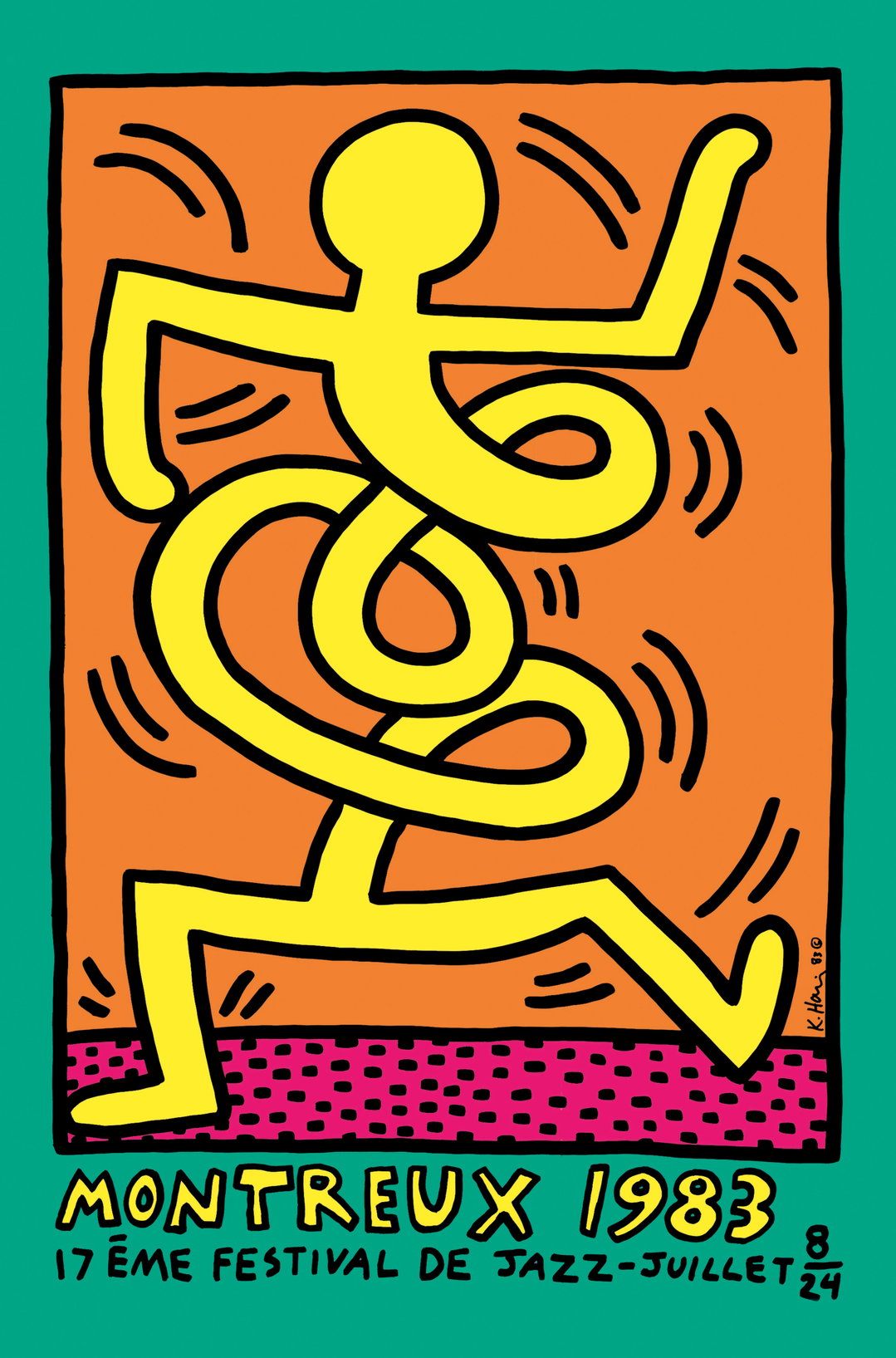 Fondation du Festival de Jazz de Montreux © 1983 - Artwork by Keith Haring (green)_poster graphic design itsnicethat.jpg