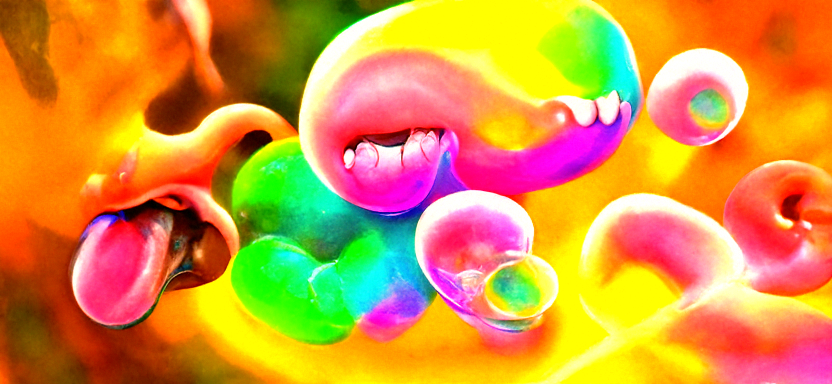 HD render of bubbles and human tongues iridescent colors in the style of Pablo Amaringo [Disco Diffusion v5 Turbo Smooth ViT-B32 V1394102156.png