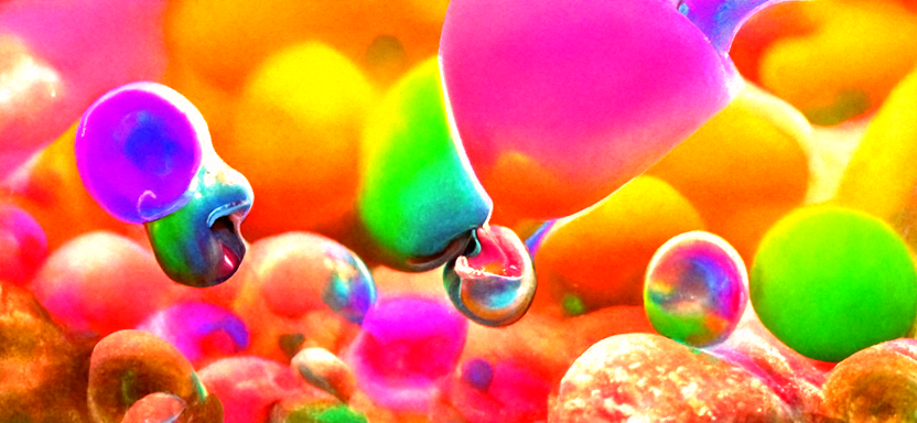 HD render of bubbles and human tongues iridescent colors in the style of Pablo Amaringo [Disco Diffusion v5 Turbo Smooth ViT-B32 V903063735.png