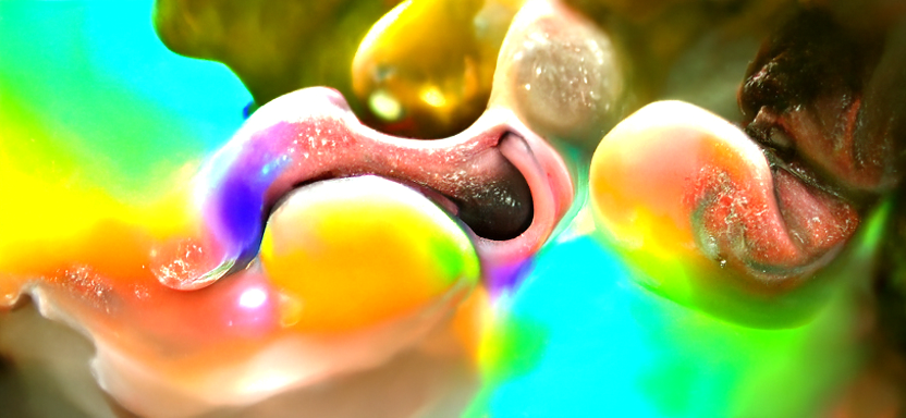 HD render of bubbles and human tongues iridescent colors in the style of Pablo Amaringo [Disco Diffusion v5 Turbo Smooth ViT-B32 V928586308 (1).png