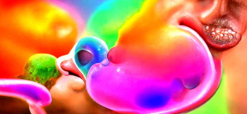 HD render of bubbles and human tongues iridescent colors in the style of Pablo Amaringo [Disco Diffusion v5 Turbo Smooth ViT-B32 V1959717766.png
