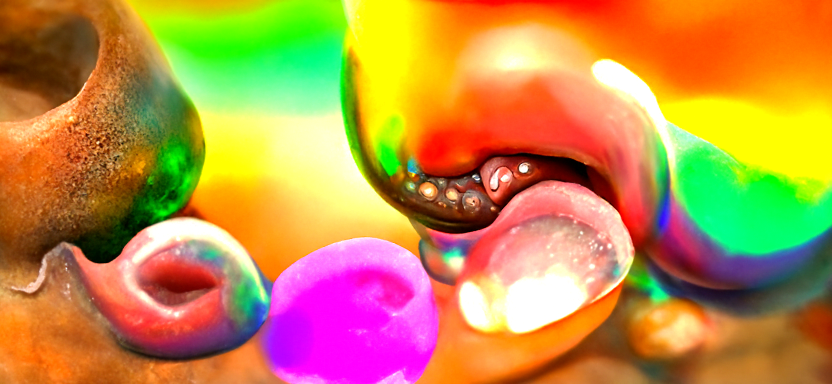 HD render of bubbles and human tongues iridescent colors in the style of Pablo Amaringo [Disco Diffusion v5 Turbo Smooth ViT-B32 V1149609926.png