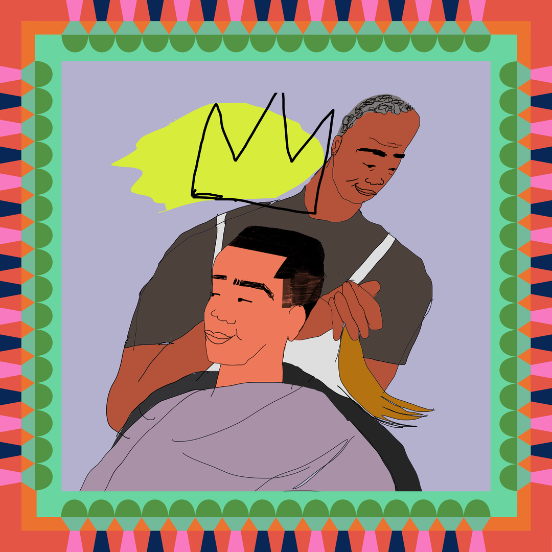 Hannah Buckman illustrates a comic from a cut scene of Inua Ellams’ Barber Shop Chronicles